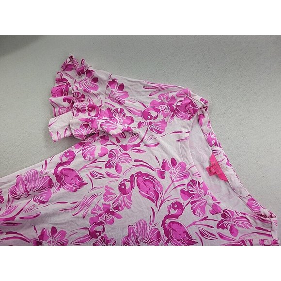 Lilly Pulitzer Women's XS Lula Dress Coral Reef Tint Flamingle Engineered - Picture 4 of 9